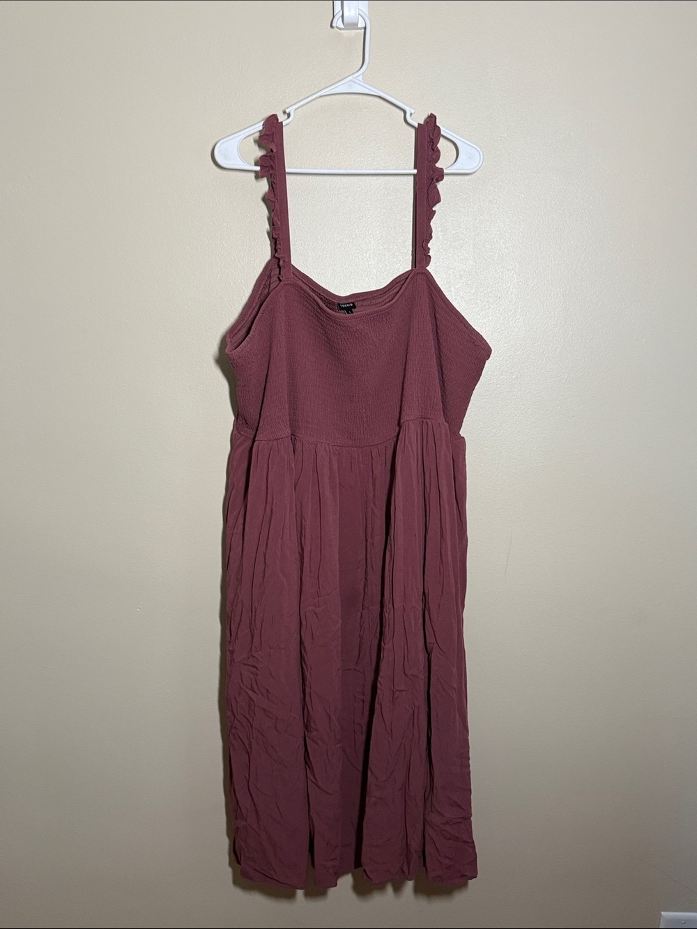 Torrid Mauve Smocked Stretchy Ruffle Sleeveless Strappy Summer Sun Midi Dress 6X - Picture 1 of 4